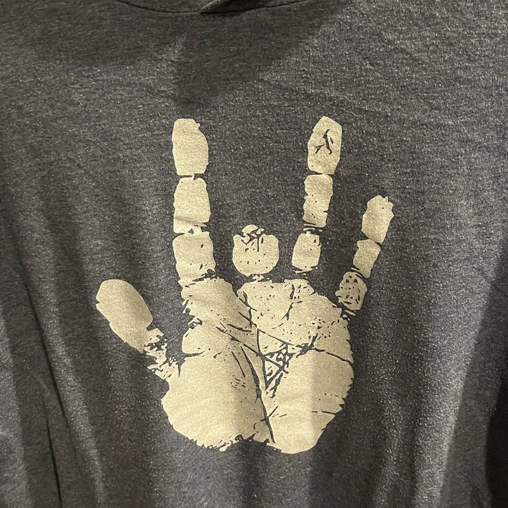 Bella Canvas Blue Jerry Garcia Hand Hoodie T-Shirt - Picture 2 of 4